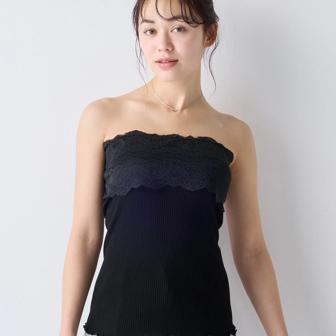 キャミソール 保湿インナー, ブラック, model image number 1