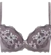 【SALE】3/4カップブラ ブラ&ショーツセット（フラワーアレンジメント）【WEB・一部店舗限定】, グレー, product image number 0
