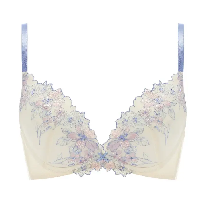 Daily AMOSTYLE デコルテビューティーブラ ブラ＆ショーツセット フローラルハーモニー, ホワイト, product image number 0