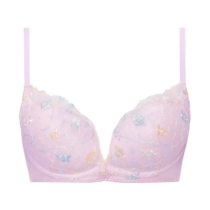 【SALE】夢みるブラ ノンワイヤー スリムライン ラブブロッサムズ, パープル, product image number 0