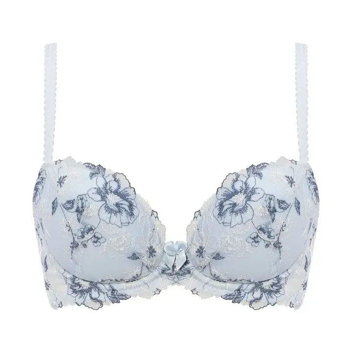 【WEB限定】美胸ソフトブラ クラッシーペタルズ ブラ＆ショーツセット, ブルー, product image number 0