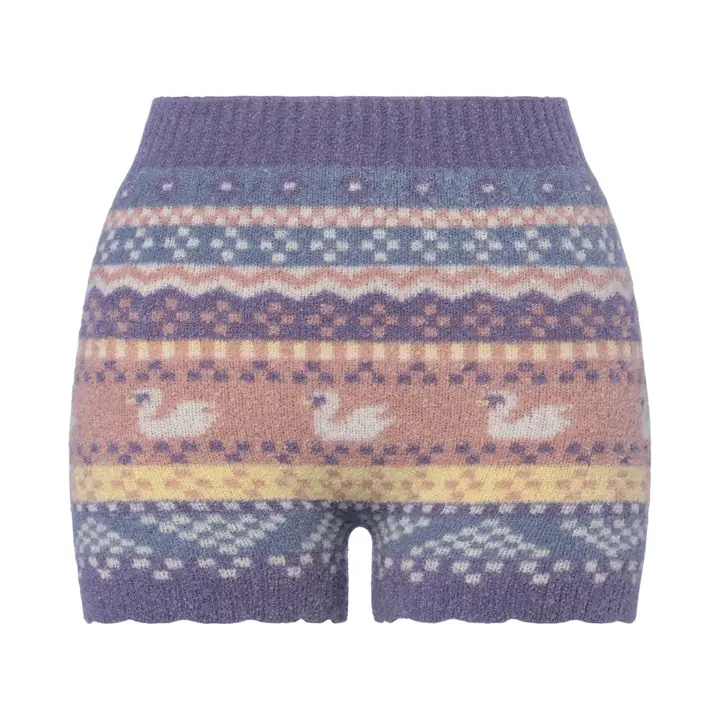 【SALE】スロギー “ほっ”とあったか(ニット柄) ニットパンツ, パープル, product image number 0