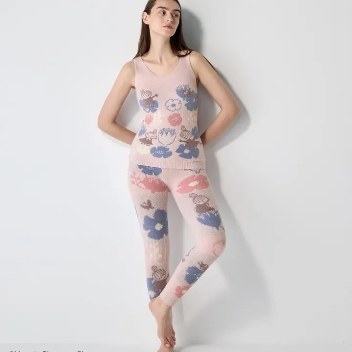 スロギーG073 ムーミン 9分丈ニットパンツ, ピンク, model image number 1