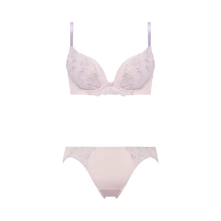 Daily AMOSTYLE 寄せブラ プチプラ ブラ＆ショーツセット クラシックフラワー, パープル, product image number 1