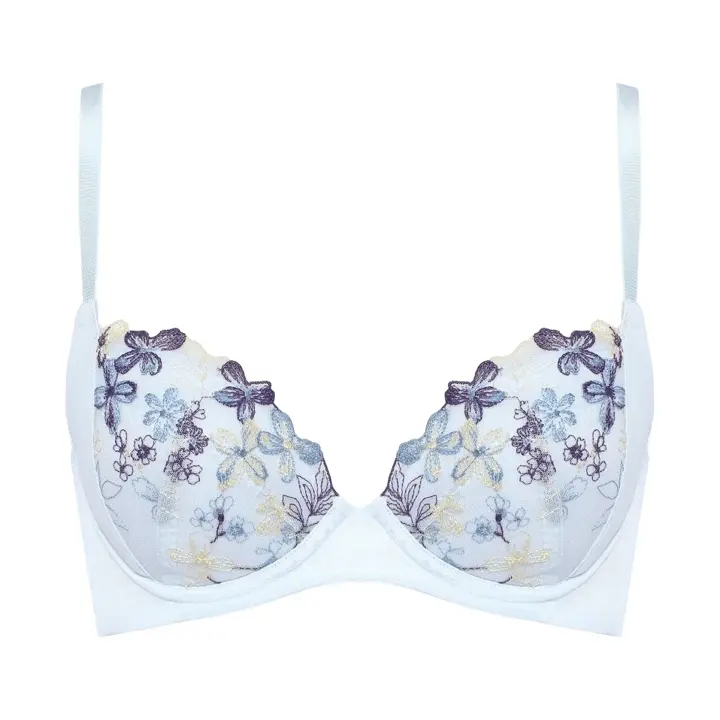 きゅっと寄せブラ ブラジャー チャーミングペタル, ブルー, product image number 0