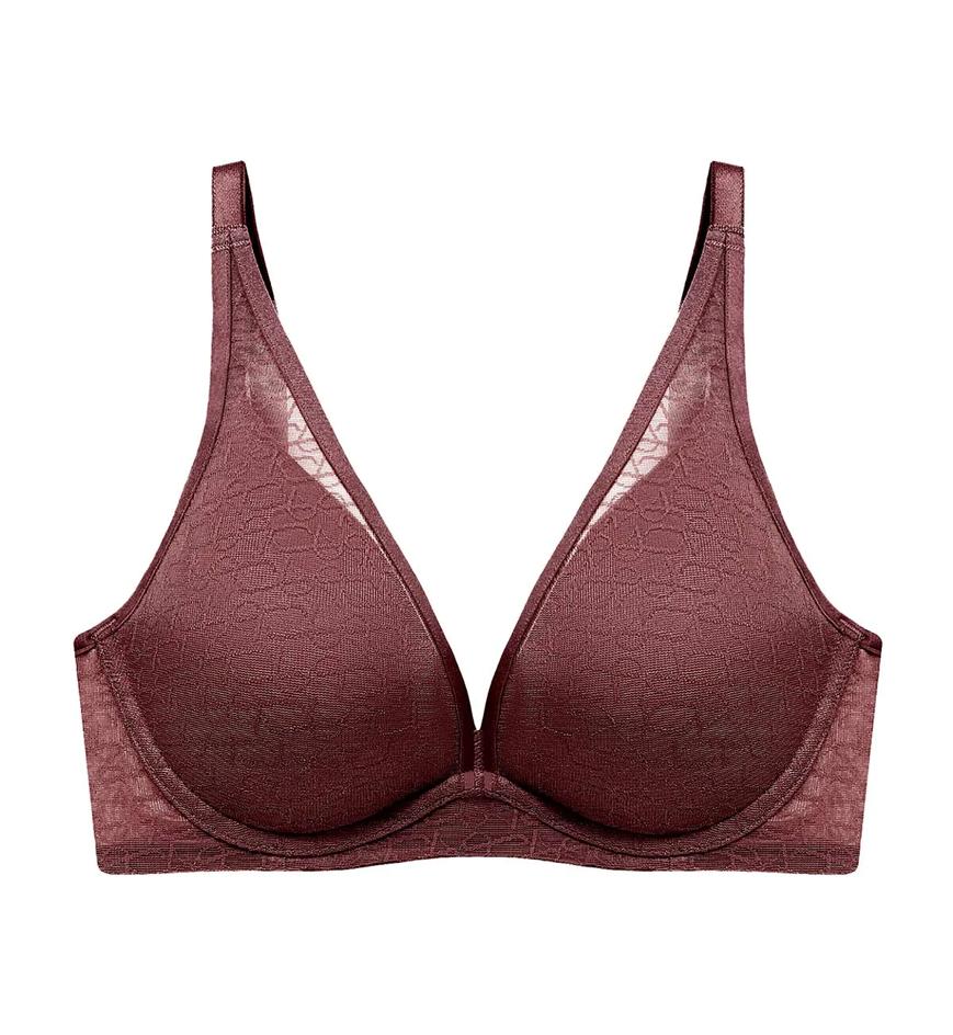 Triumph Signature Sheer Non-Wired Push Up Deep V Bra - Decadent chocolate - Non-wired Bra
