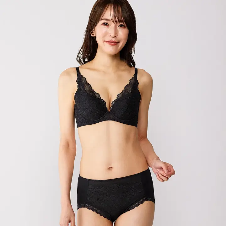 天使のブラ スリムライン632 はきこみ深めショーツ【一部カラーSALE】, ブラック, model image number 1