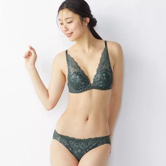 【SALE】AMOSTYLE ホープブラ ブラジャー ピースフルリーフ, グリーン, model image number 1