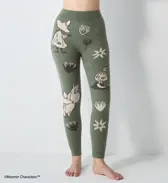 スロギーG073 ムーミン 9分丈ニットパンツ, グリーン, model image number 0