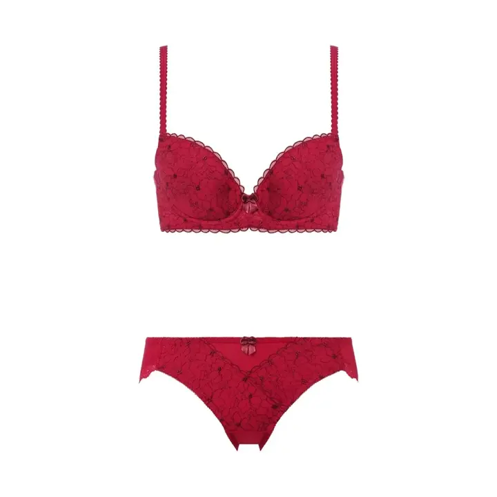 【WEB限定】トリンプ すっきりスムースブラ ブラ＆ショーツセット, レッド, product image number 1