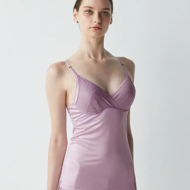 エス バイ スロギー シャイン カップ付きキャミソール, パープル, model image number 0