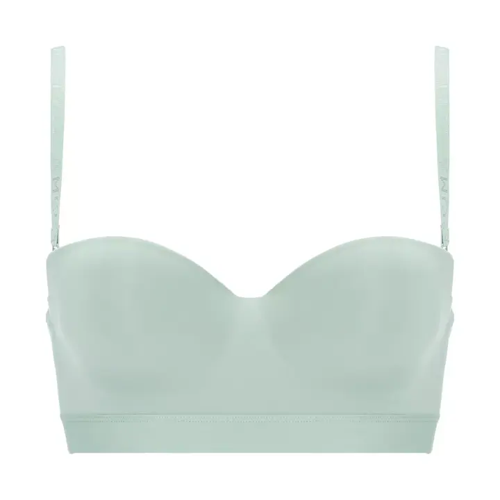 【SALE】ストラップレスハーフカップブラ(ストラップ取り外し可) シグネチャースムース, グリーン, product image number 0