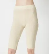 【SALE】スロギー ニット無地リブ 5分丈ニットパンツ, ホワイト, model image number 0
