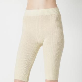 【SALE】スロギー ニット無地リブ 5分丈ニットパンツ, ホワイト, model image number 0