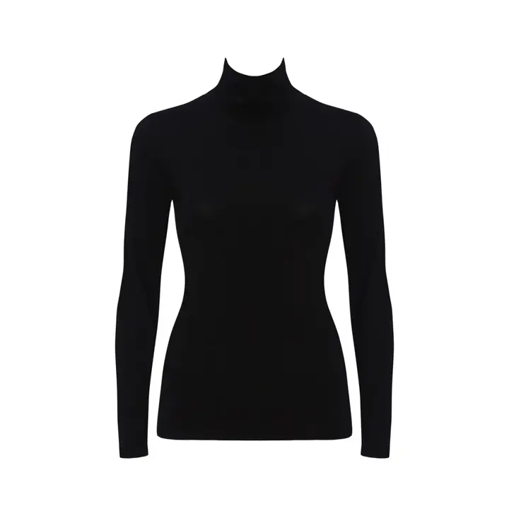 【SALE】あったかハイネックインナー5390 10分袖トップ(無地), ブラック, product image number 0