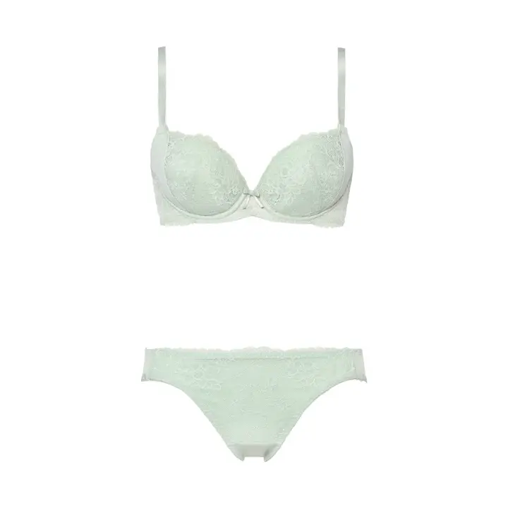 きゅっと寄せブラ ブラ＆ショーツセット デイジーレース【一部カラーSALE】, グリーン, product image number 1