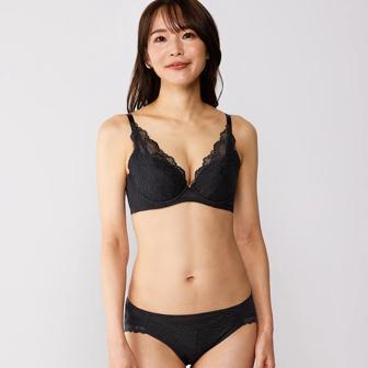 天使のブラ スリムライン632 ブラジャー, ブラック, model image number 1