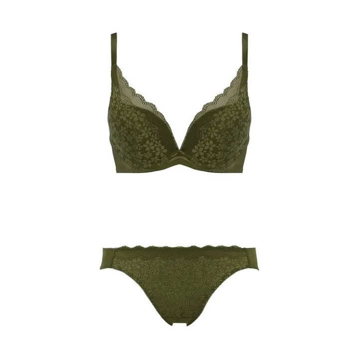 夢みるブラ(R)DeepV ブラ＆ショーツセット デイジーレース【一部カラーSALE】, グリーン, product image number 1