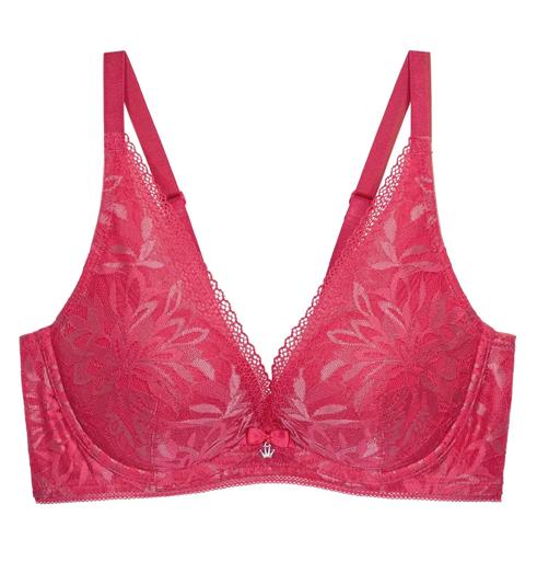 Triumph AQUA BLOOM WIRED PUSH UP DEEP V BRA - Ripe raspberry - Wired