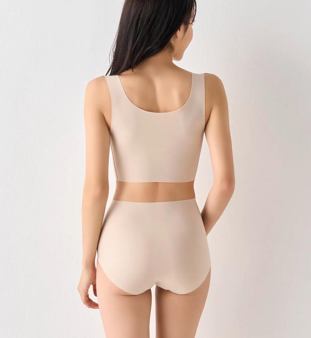 【WEB限定】綿混タイプ(スロギーG028)　カップ付きハーフトップ, ベージュ, model image number 5