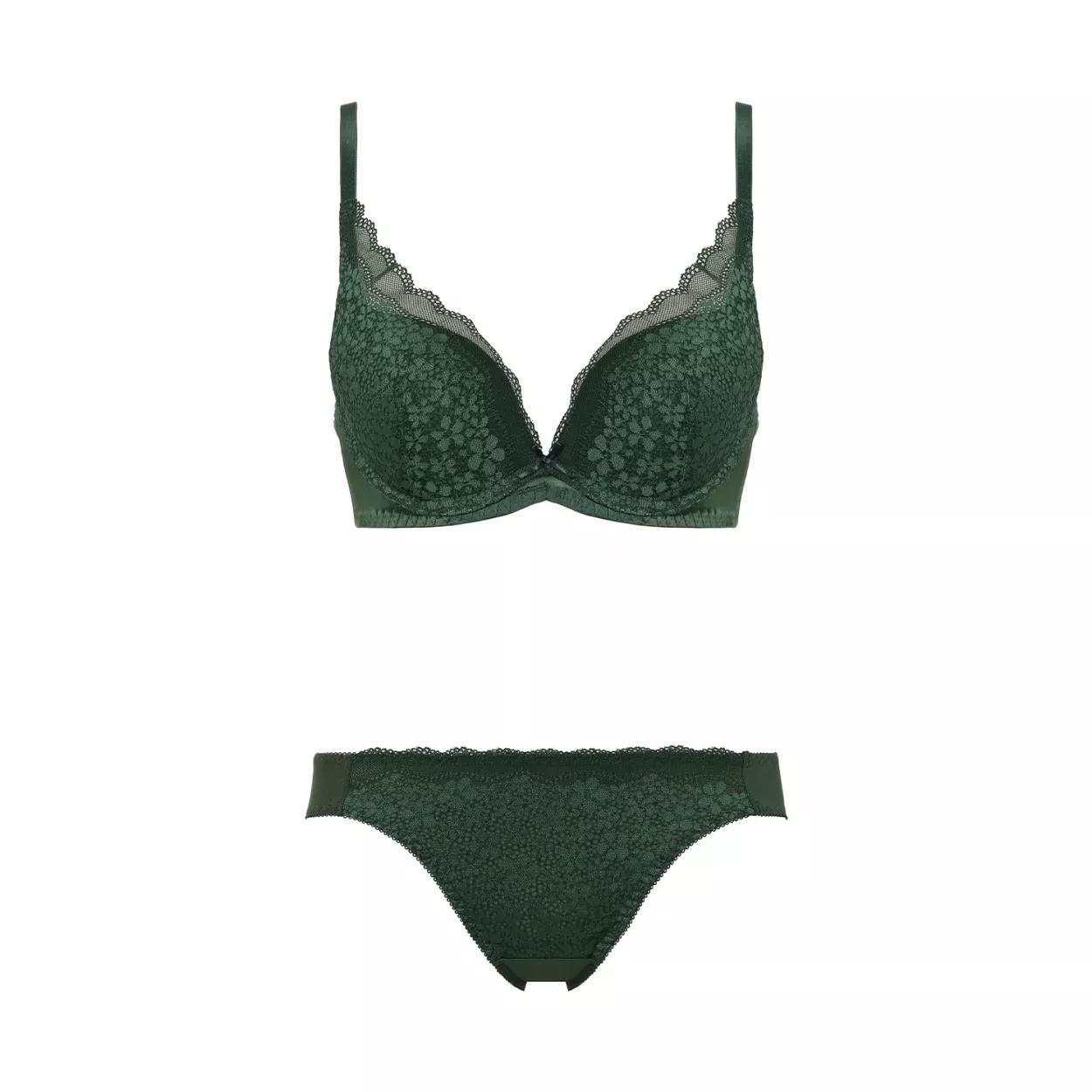夢みるブラ(R)DeepV ブラ＆ショーツセット デイジーレース【一部カラーSALE】, グリーン, product image number 1