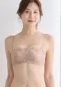 Daily Plus AMOSTYLEバンドゥ ブラジャー(ストラップ取り外し可)＆ショーツセット レースシック