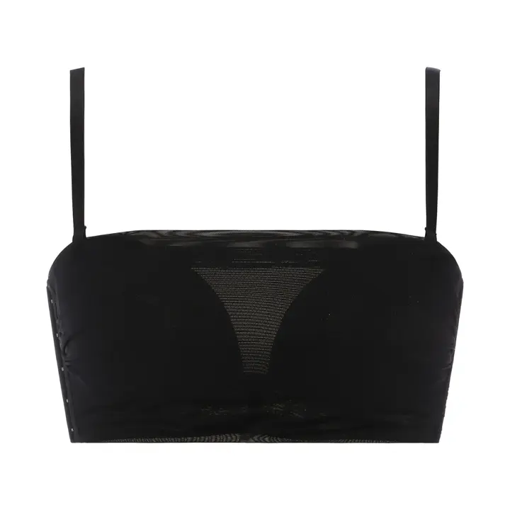 AMOSTYLEバンドゥ ブラジャー(ストラップ取り外し可) レイシーグロウ, ブラック, product image number 0