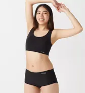 【WEB限定】綿混タイプ(スロギーG028)　カップ付きハーフトップ, ブラック, model image number 2