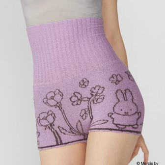 【SALE】スロギー ミッフィーコラボ あったか ミニミニ 腹巻付きニットパンツ, パープル, model image number 0