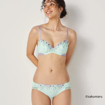 うさまる × AMOSTYLE コラボコレクション 3/4カップブラ, ブルー, model image number 1