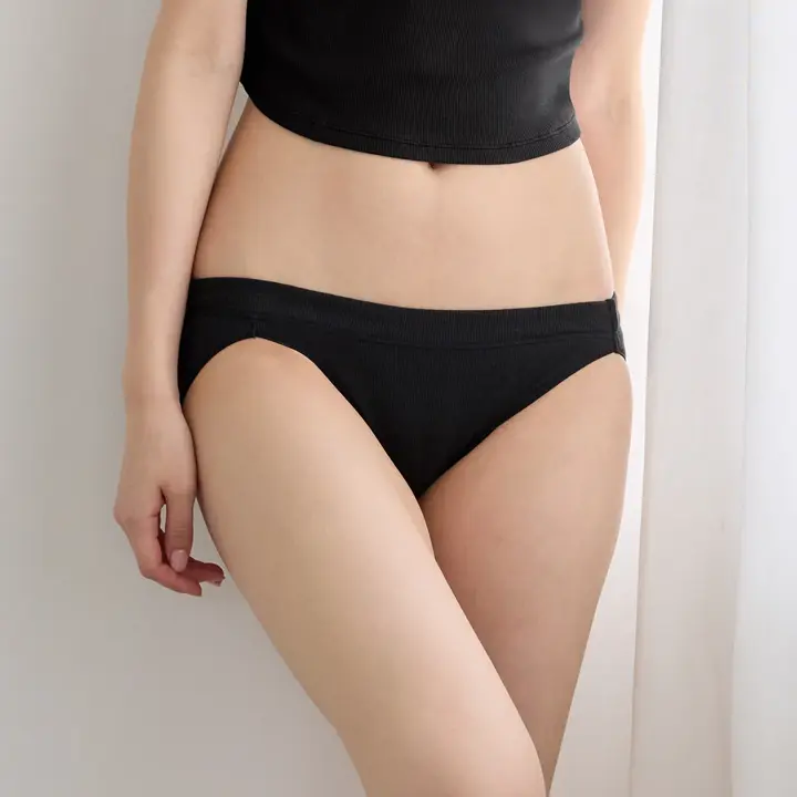 レギュラーショーツ リブ, ブラック, model image number 0