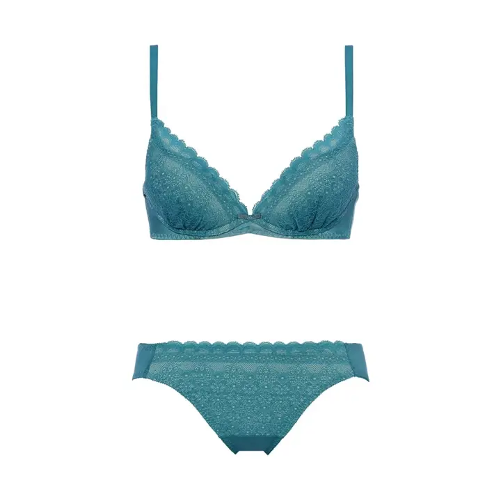 夢みるブラ(R) ノンワイヤー ブラ＆ショーツセット デイジーシャワー【一部カラーSALE】, グリーン, product image number 1