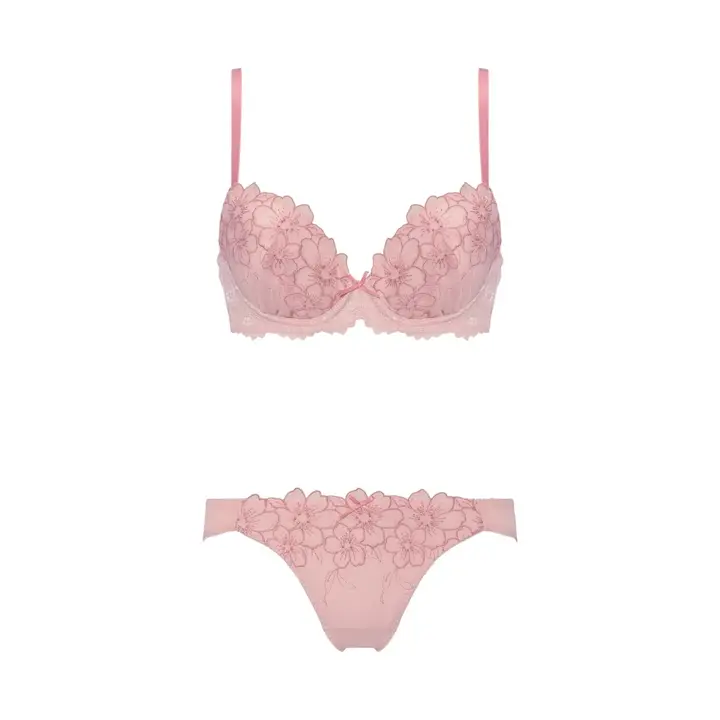 Daily AMOSTYLE 3/4カップブラ ブラ＆ショーツセット スウィートフローラ, ピンク, product image number 1