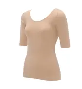 肌側綿100インナー5480 5分袖トップ, ベージュ, product image number 2
