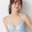 Daily AMOSTYLE 3/4 カップブラ プチプラ ブラ＆ショーツセット レースラバー, ブルー, model image number 0