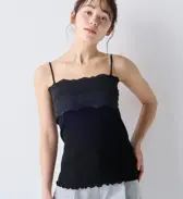 キャミソール 保湿インナー, ブラック, model image number 0