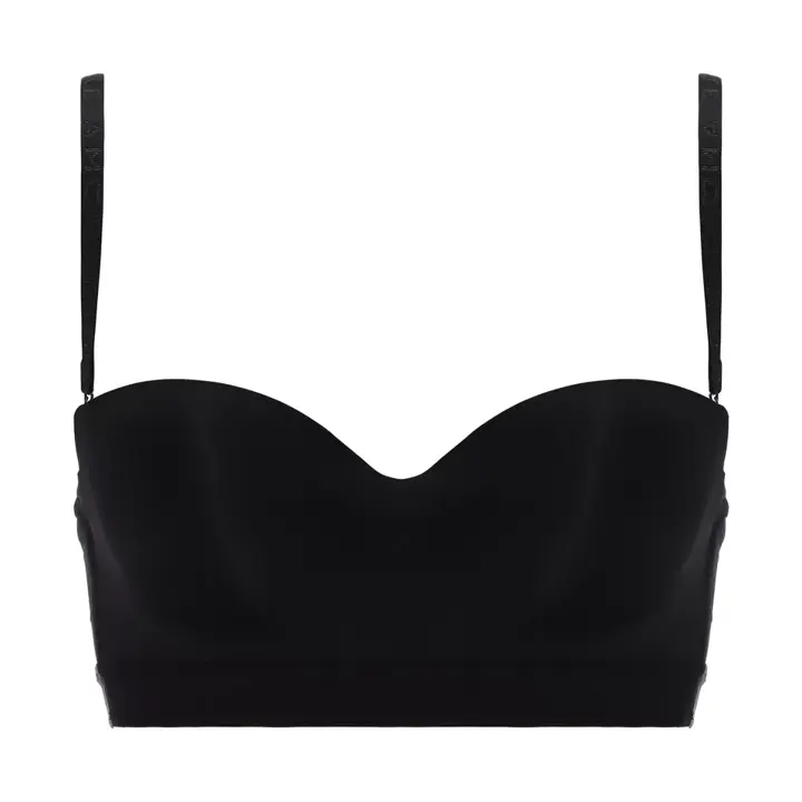【SALE】ストラップレスハーフカップブラ(ストラップ取り外し可) シグネチャースムース, ブラック, product image number 0