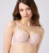 【WEB限定】美胸ソフトブラ クラッシーペタルズ ブラ＆ショーツセット, レッド, model image number 0