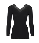 9分袖トップ 保湿インナー, ブラック, product image number 1