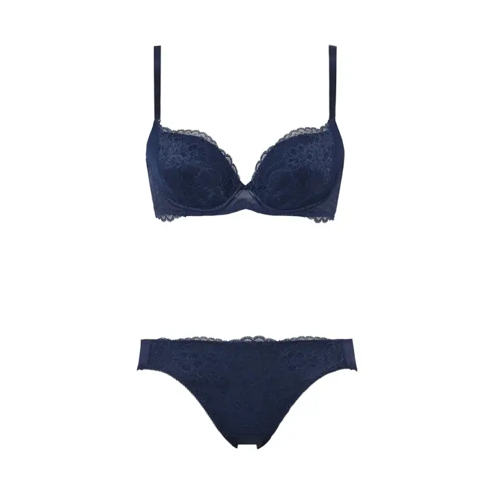 きゅっと寄せブラ ブラ＆ショーツセット デイジーレース【一部カラーSALE】, ブルー, product image number 1