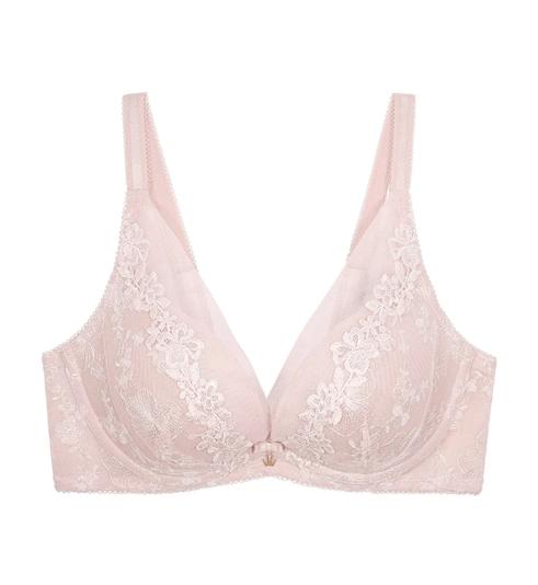 Triumph Mallow Embroidery Non-Wired Push Up Deep V Bra - Soft mauve - Non-wired Bra