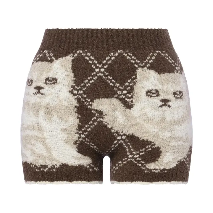 【SALE】スロギー “ほっ”とあったか(ニット柄) ニットパンツ, ブラウン, product image number 0