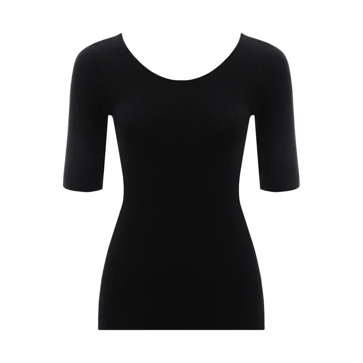 肌側綿100インナー5480 5分袖トップ, ブラック, product image number 0