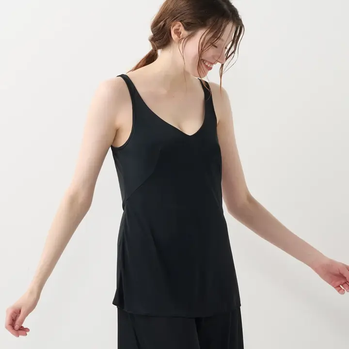 シンプルランジェリー5460 ラウンドキャミソール, ブラック, model image number 2