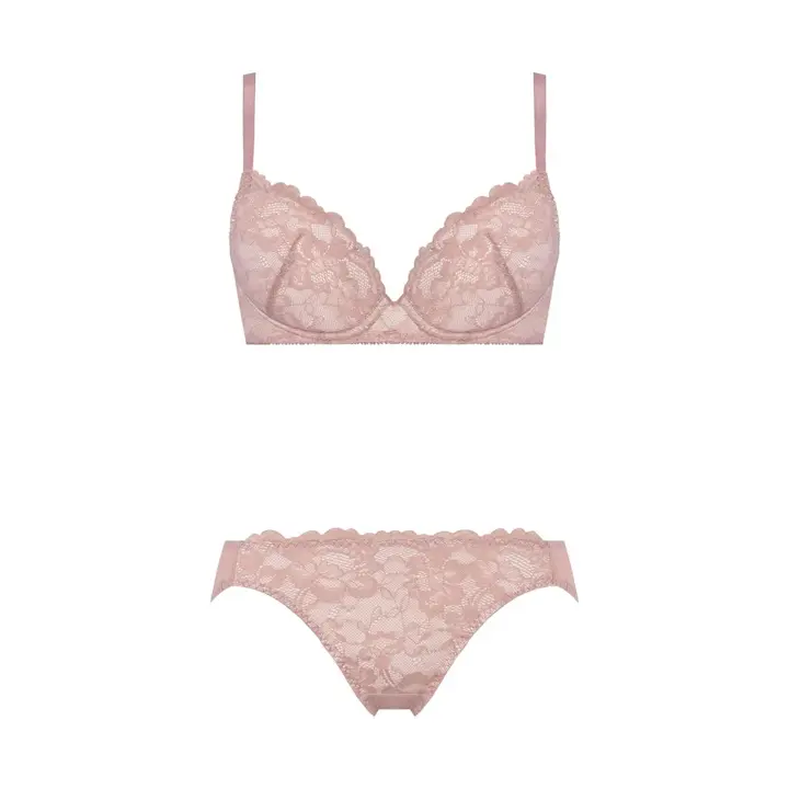 Daily AMOSTYLE 3/4カップブラ ブラ＆ショーツセット レイシーブルーム【一部カラーSALE】, ブラウン, product image number 1