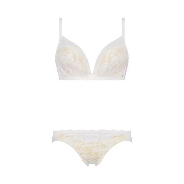 【SALE】DeepV ブラ＆ショーツセット2 クラシカルレース, イエロー, product image number 1