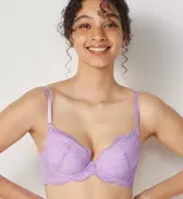 Daily AMOSTYLE 3/4 カップブラ プチプラ ブラ＆ショーツセット レースラバー, , model image number 0