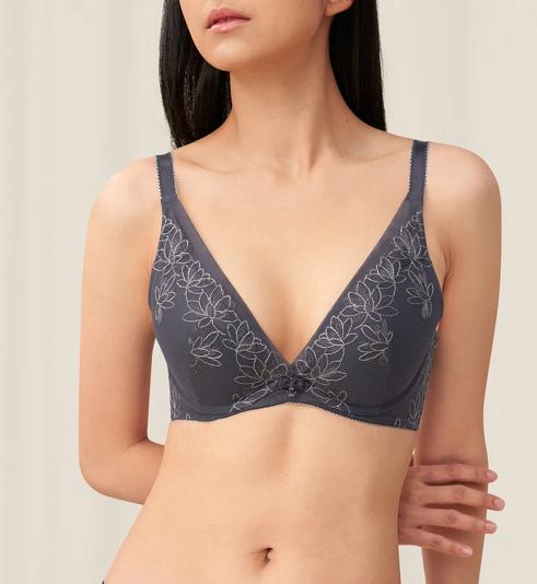 Triumph AQUA ACACIA WIRED PUSH UP DEEP V BRA - Pebble grey - Plunge Bra