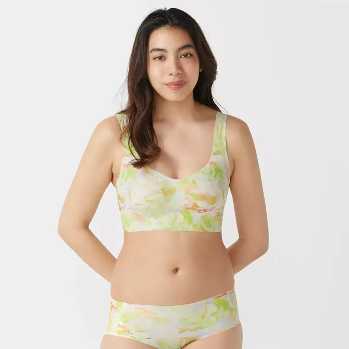 【SALE】スロギー ゼロフィール(R) プリント 綿混 ハーフトップ, イエロー, model image number 1