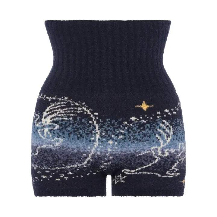 スロギー “ほっ”とアイテム(ニット柄) ハラマキ付きニットパンツ, ブルー, product image number 0